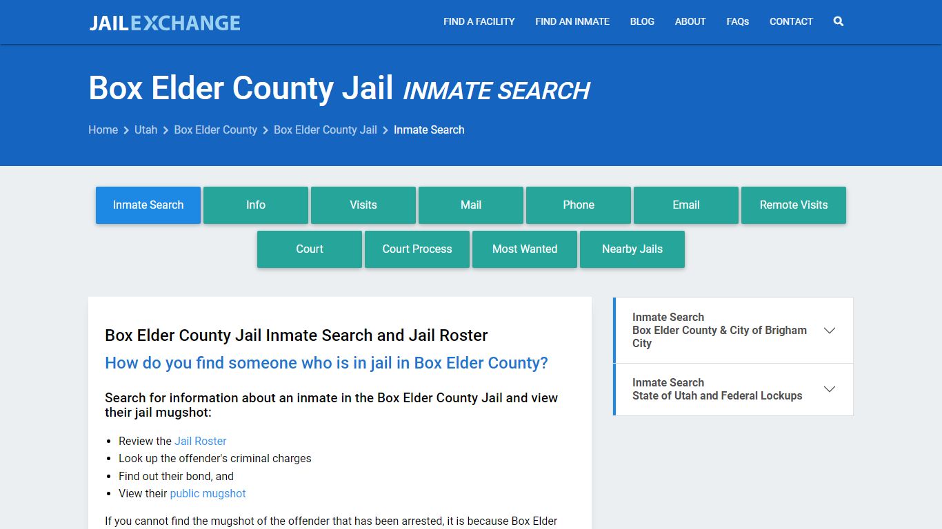 Inmate Search: Roster & Mugshots - Box Elder County Jail, UT