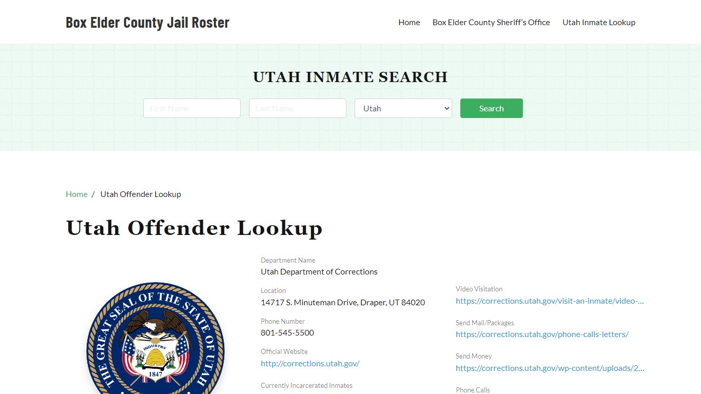 Utah Inmate Search, Jail Rosters