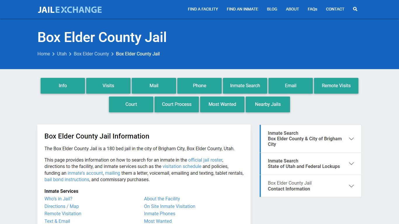 Box Elder County Jail, UT Inmate Search, Information